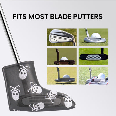 Housses de protection imperméables pour putter de golf Skull s'adaptent à la plupart des putters à lame 