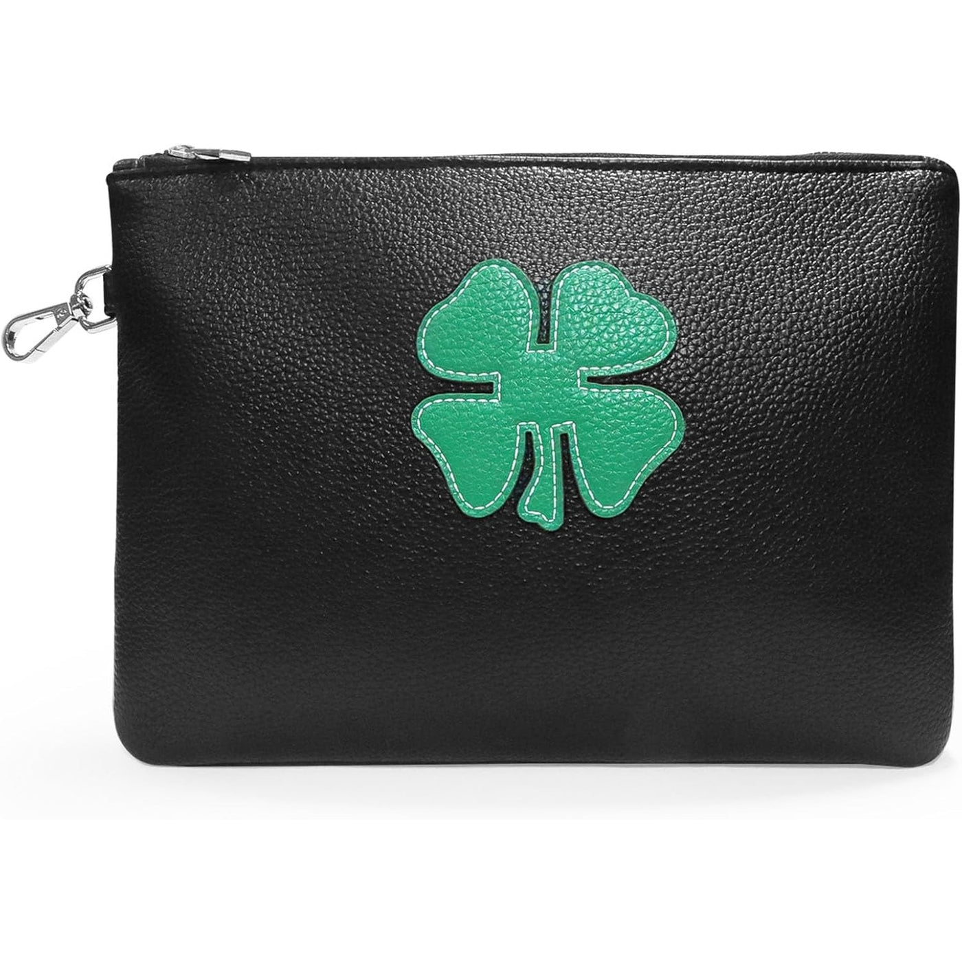 Golf Tee Bag Pouch Leather Clover Zippered Pocket Hook Gear Clip Hook