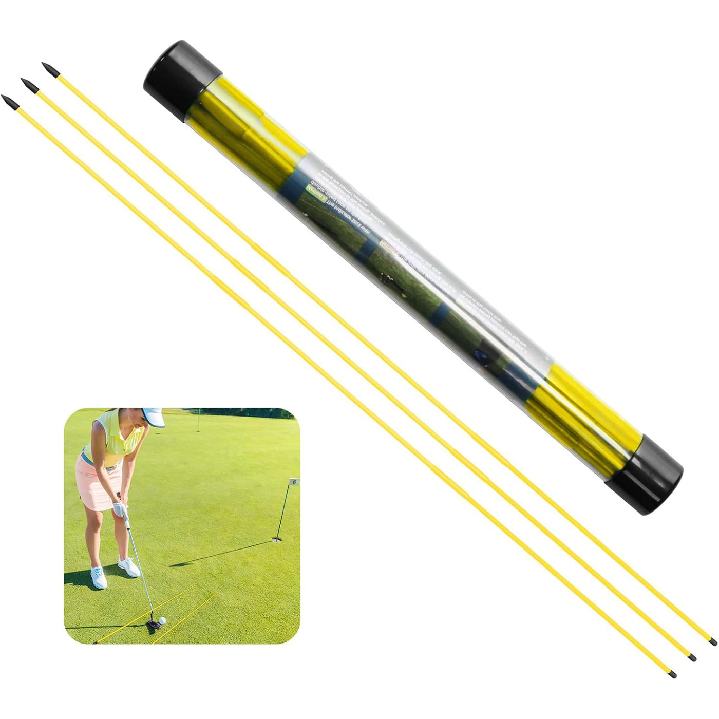 Golf Alignment Sticks Rods Swing Trainer Tools 48 Inch 3 Pack