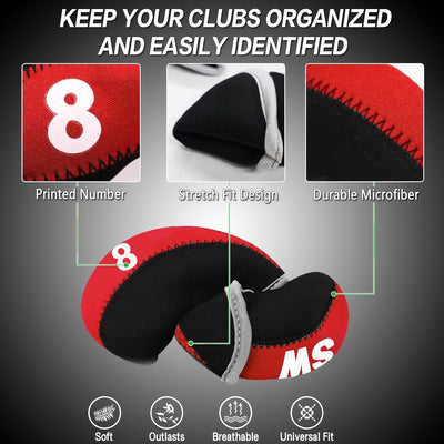 Golf Iron Covers Set Neoprene without Window Top 10 Pack