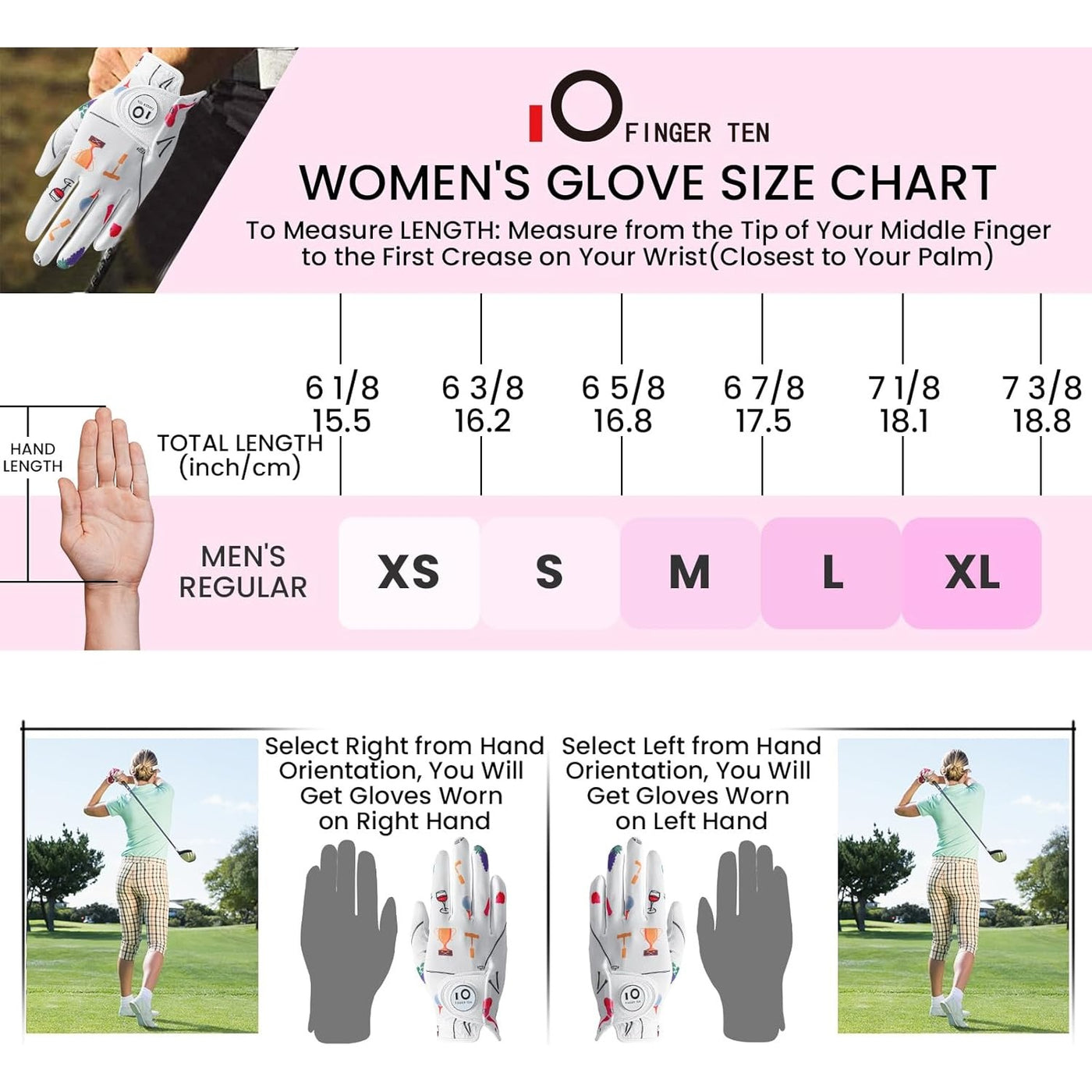 Golf Gloves Women Golf Party Full Finger 1 Pack