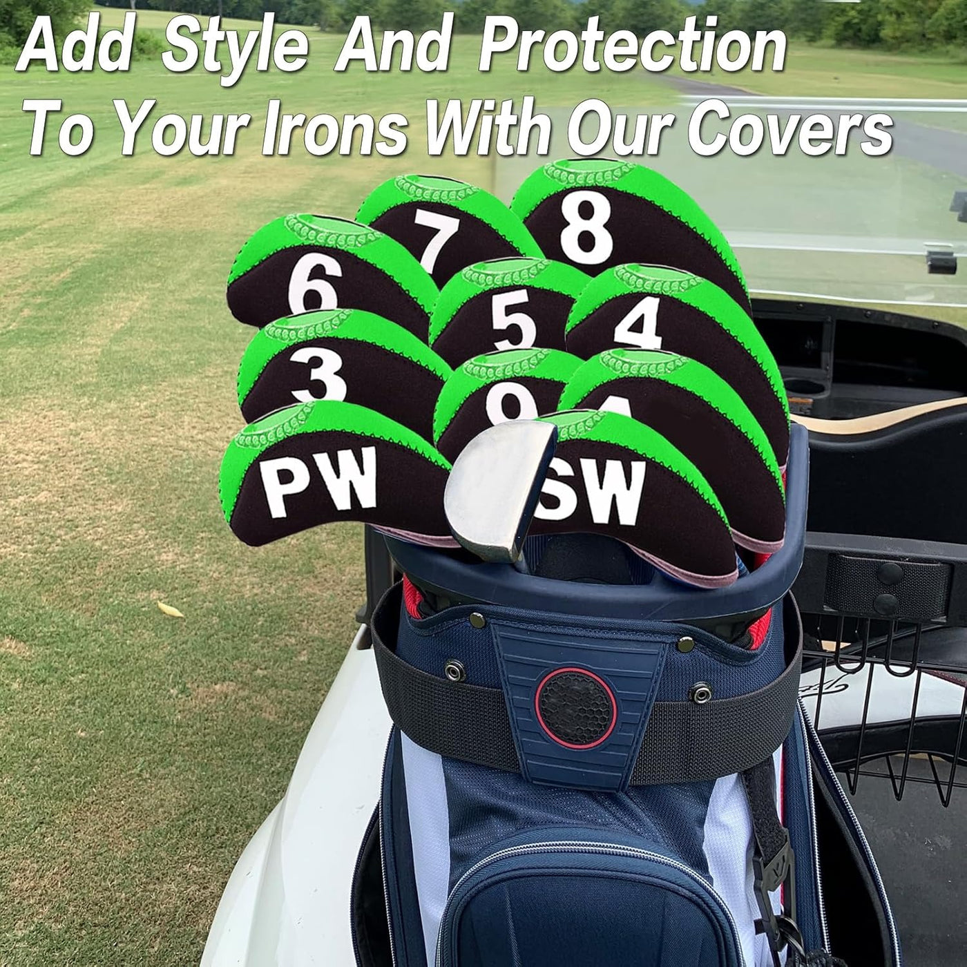 Golf Iron Covers Set Neoprene with Top Window 10 Pack