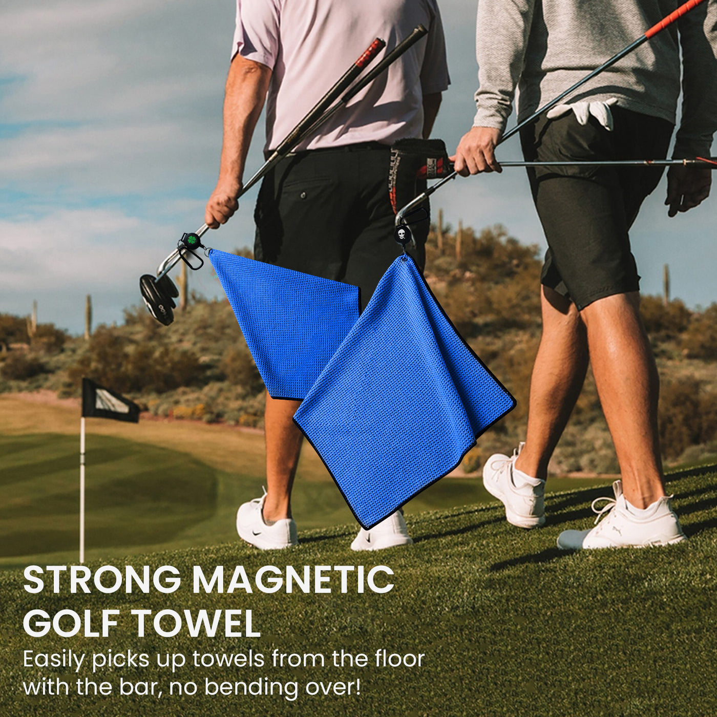 2 Pack Golf Towels with Magnetic Carabiner 16''X16''