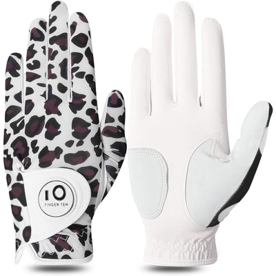 1 Pack Golf Handschuhe Frauen Leopard Volle Finger Leder mit Ball Marker