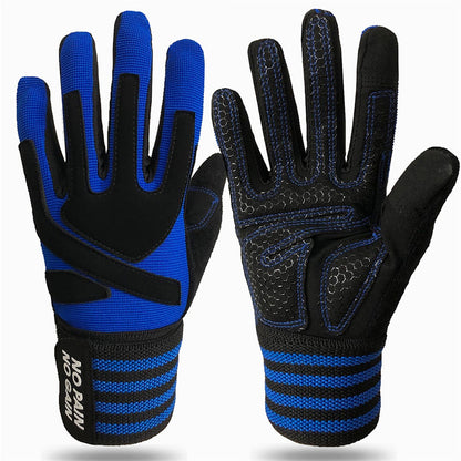 Weightlifting Workout Gloves Full Finger with Wrist Strap Support