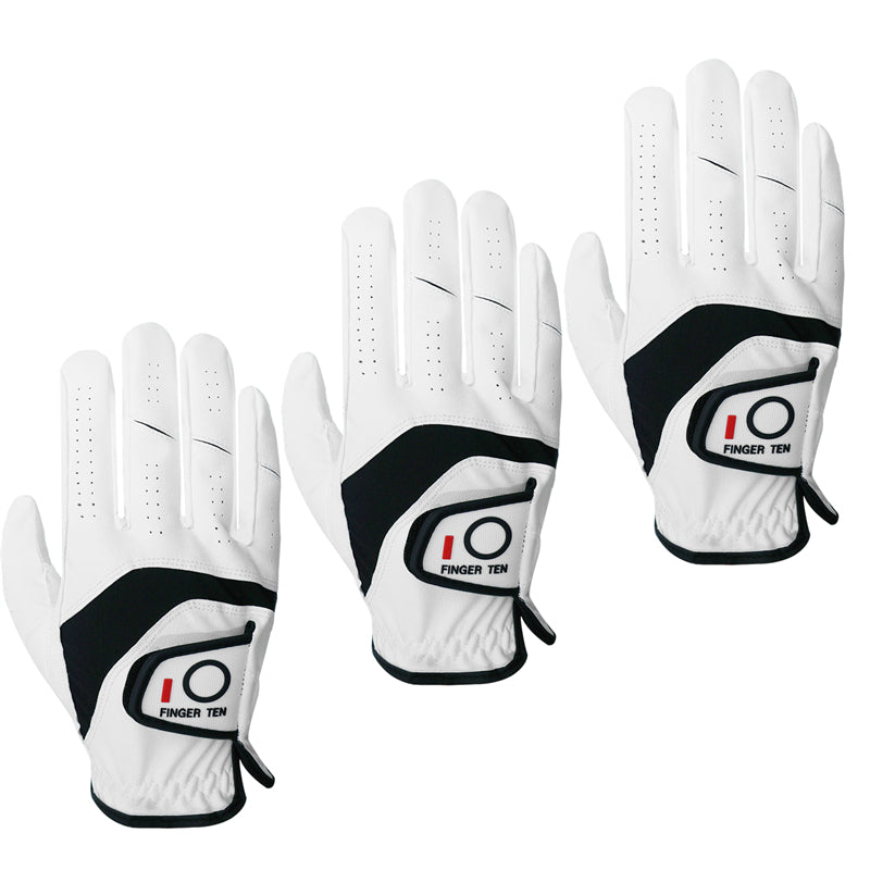Leather All Weather Grip Soft Golf Gloves 3 Pack