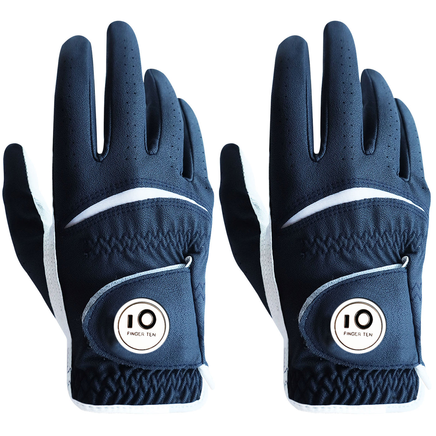 Lot de 2 gants de golf en cuir coloré pour homme avec marqueur de balle