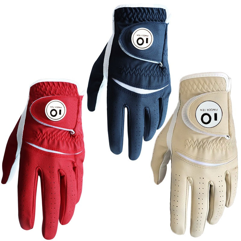 Golf Gloves Men Colourful Leather with Ball Marker 1 Pack