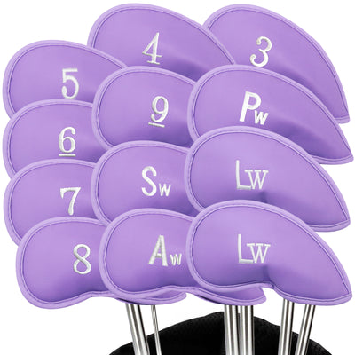 Couvre-têtes de fer de golf, ensemble de 12 pièces, violet, ajustement universel, pour clubs de fer principaux 