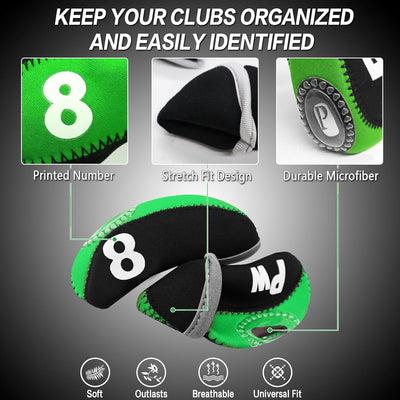 Golf Iron Covers Set Neoprene Club Headcover with Top Window 10 Pack