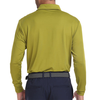 Performance Fit Long Sleeve Golf Shirt Men Tan