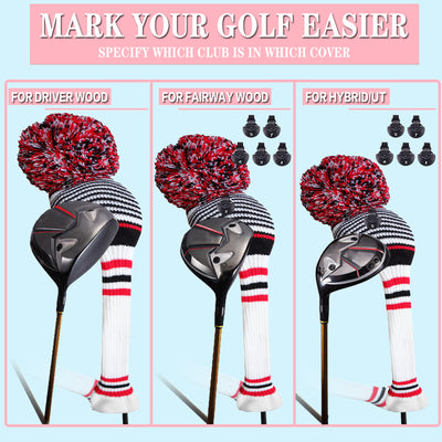 Knit Golf Head Covers Driver Fairway Woods Hybrid 1 Pack