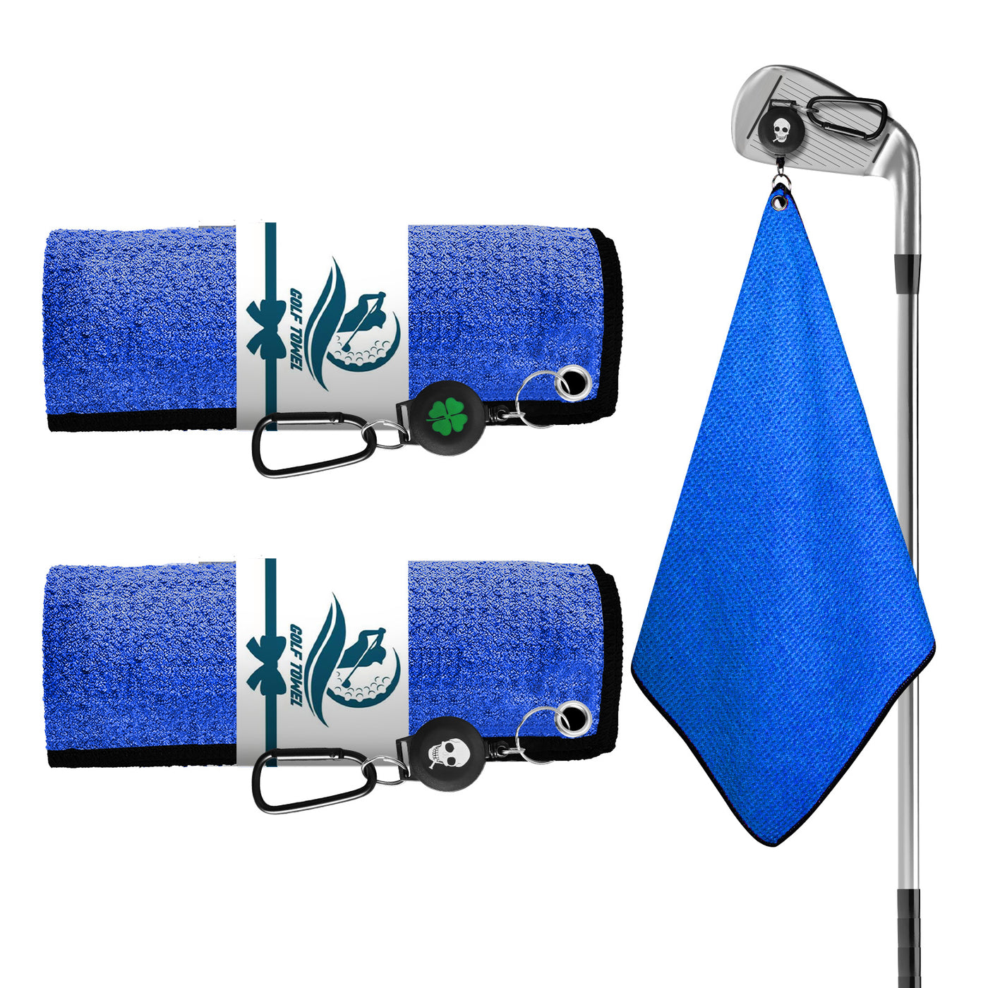 2 Pack Golf Towels with Magnetic Carabiner 16''X16''