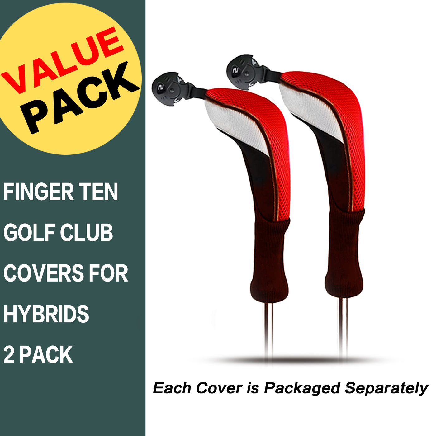 Golf Club Head Covers 2 Pack Fit All Wood Hybrid Clubs