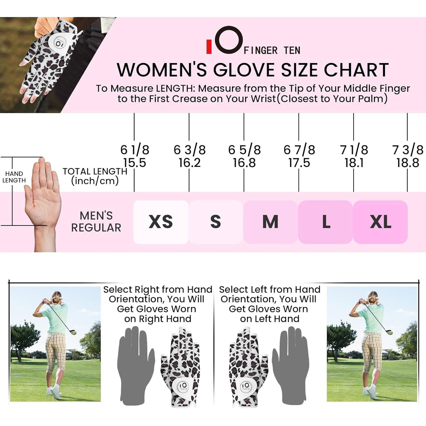 Golf Gloves Women Leopard Half Finger 1 Pack