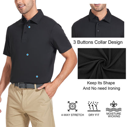 New Performance Fit Short Sleeve Golf Shirt Men 3 Pack