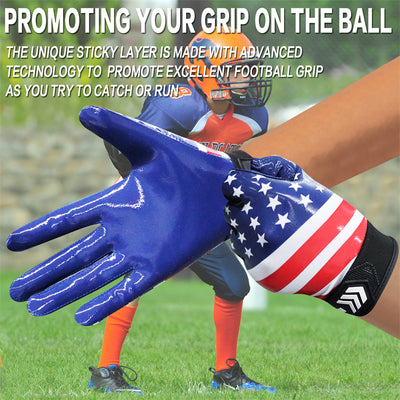 Football-Receiver-Handschuhe für Jugendliche mit USA-Flagge, 1 Paar 