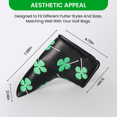 Wasserdichter Schutz Golf Putter Covers Lucky Clover Passend für die meisten Blade Putter 