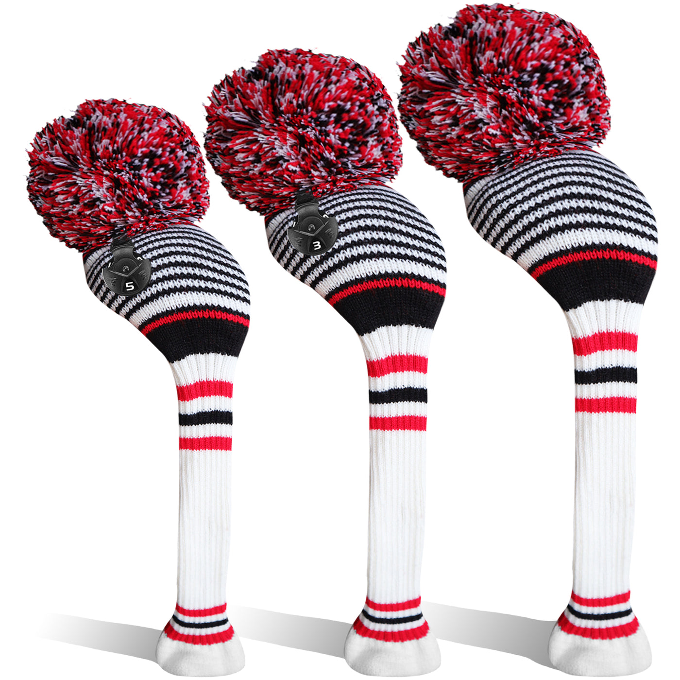 Golf Knit Head Covers Driver Fairway Woods Hybrid 3 Pack