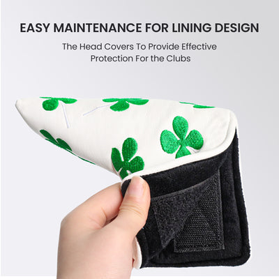 Wasserdichter Schutz Golf Putter Covers Lucky Clover Passend für die meisten Blade Putter 