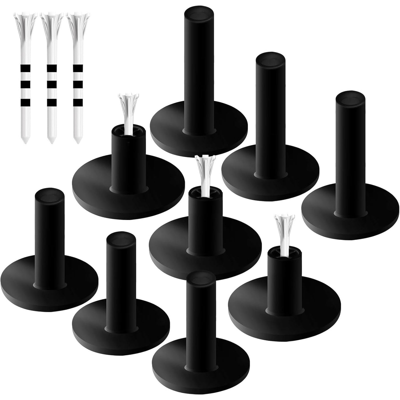 Golf Rubber Tee Holder with Plastic Tees 15/25 Set