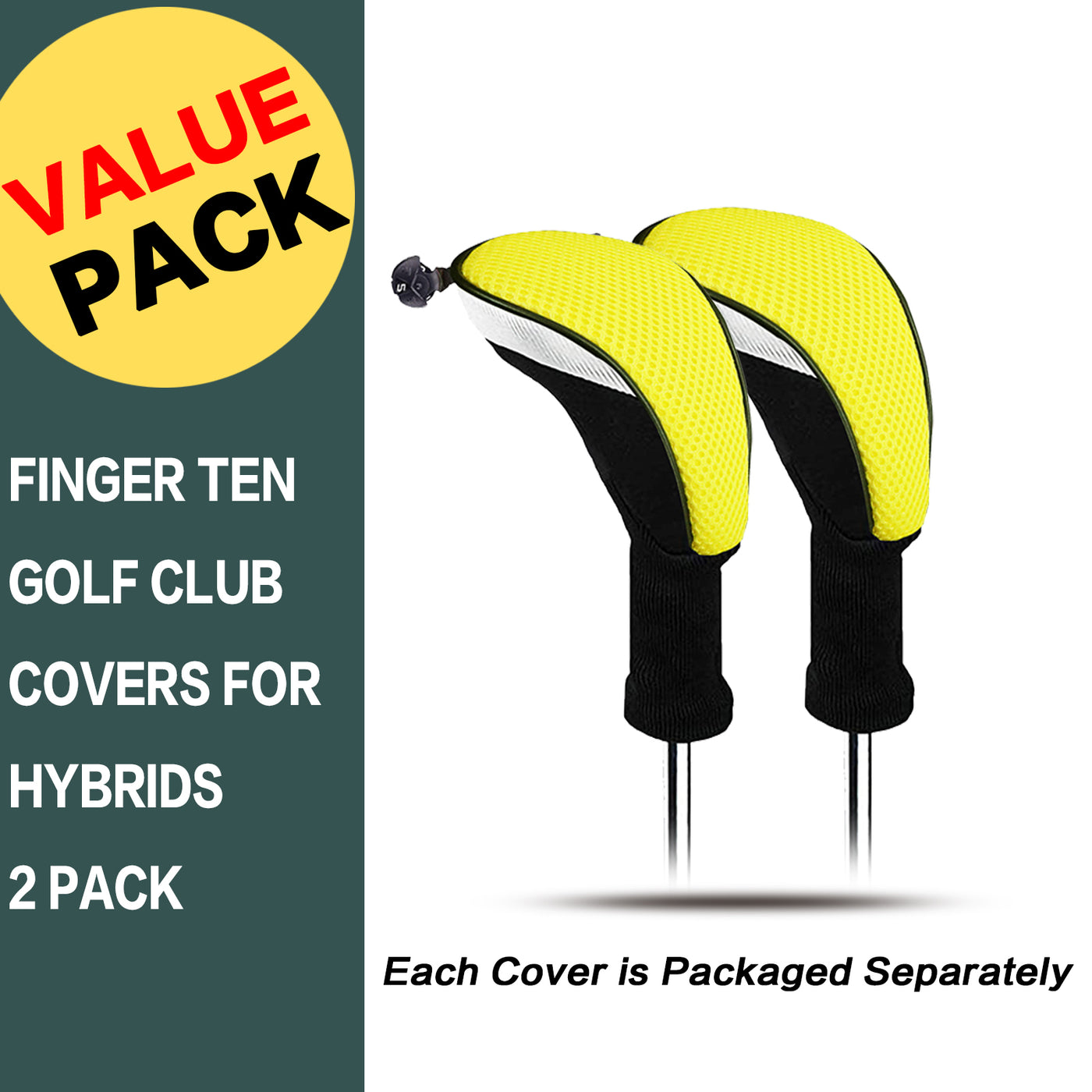 Golf Club Head Covers 2 Pack Fit All Wood Hybrid Clubs