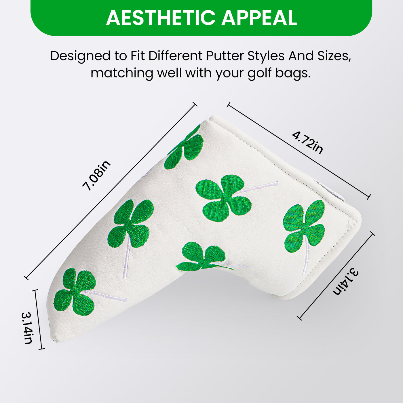 Wasserdichter Schutz Golf Putter Covers Lucky Clover Passend für die meisten Blade Putter 