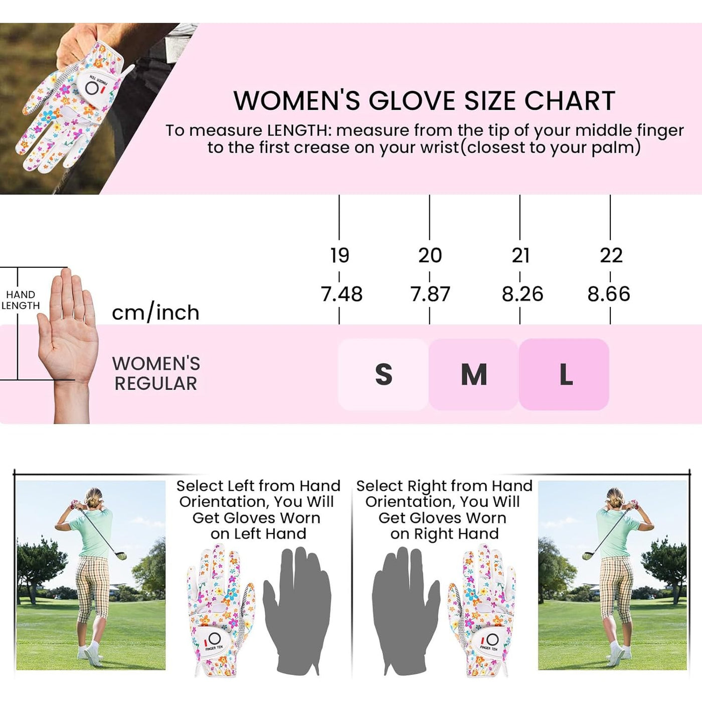 Women's Golf Gloves Extra Grip Weathersof Flower 2 Pack