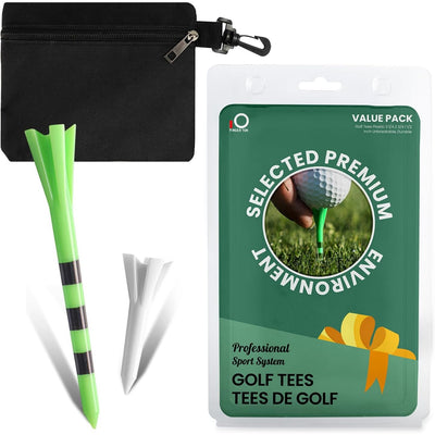 Golf Tees Plastic 60 Driving Range Tees 2 3/4 3 1/4 Inch and 40 More Short Tees 1 1/2 Inch with Golf Tee Bag Pouch