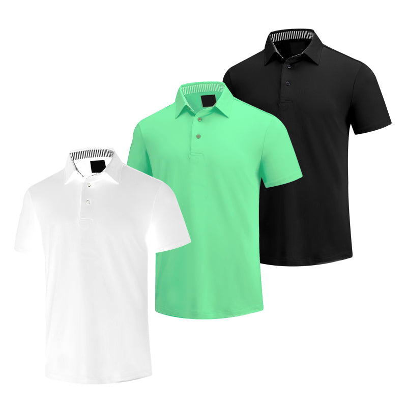 Lot de 3 chemises de golf à manches courtes pour homme New Performance Fit 