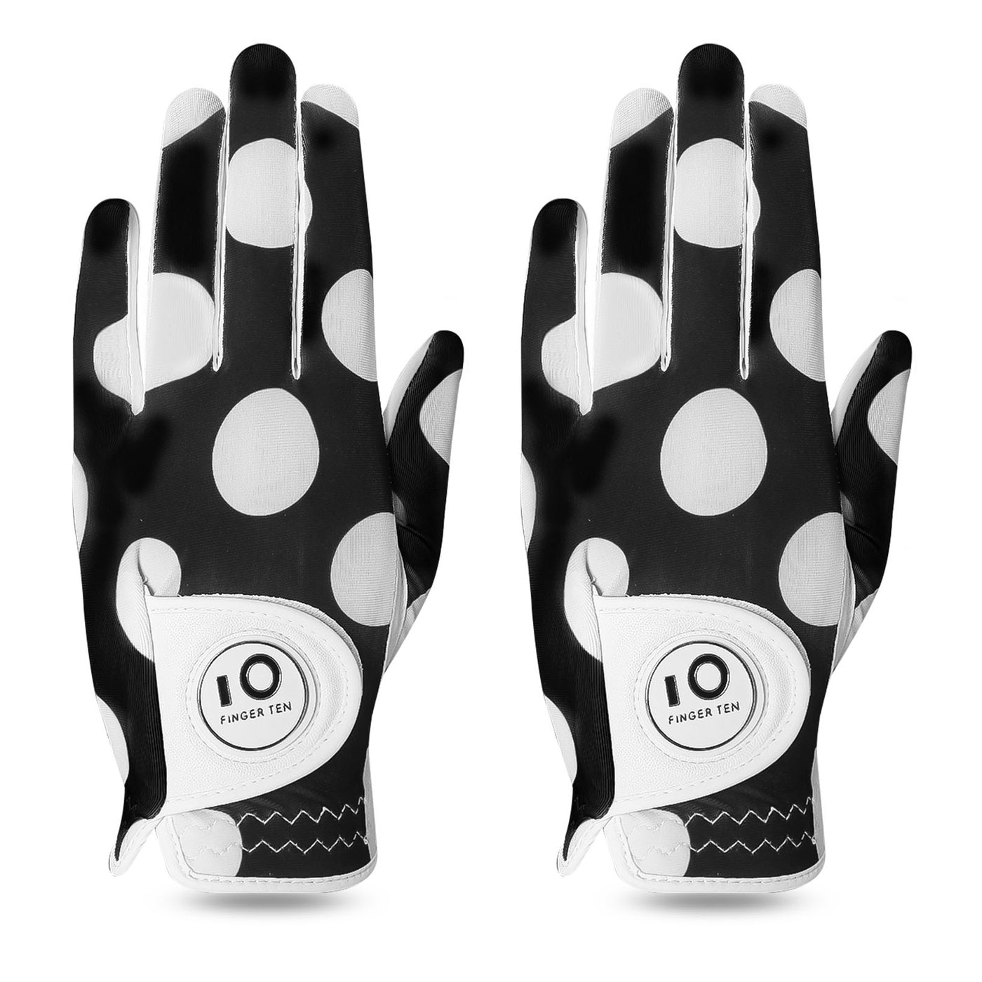 Ladies Golf Gloves Printed Dots Colored 2 Pack