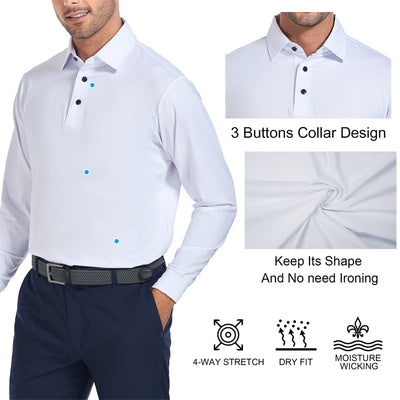 Polo de golf à manches longues Performance Fit pour homme, noir 