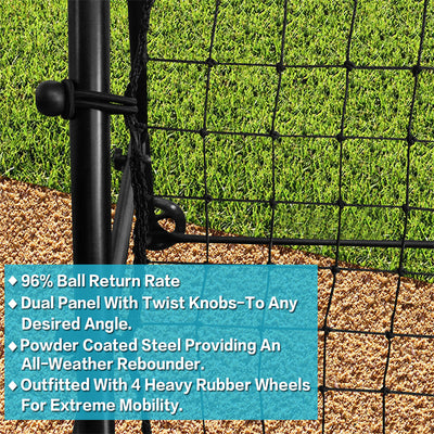 Baseball Rebound Net Softball Rebounder Pitchback Pitching Net 3.5x5 Ft Upgrade Wheel Adjustable Removable Pitch Back for Kids Adult Fielding Catching Throwing Practice