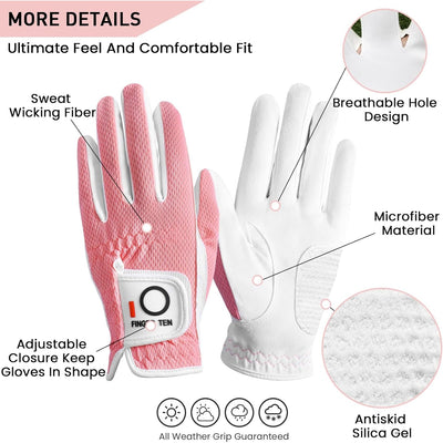 Women's Golf Gloves Mesh Rain Grip Hot Wet Weather 1 Pair