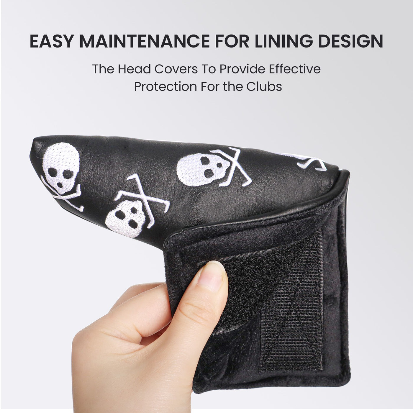 Housses de protection imperméables pour putter de golf Skull s'adaptent à la plupart des putters à lame 