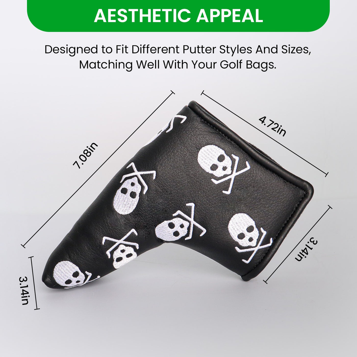 Housses de protection imperméables pour putter de golf Skull s'adaptent à la plupart des putters à lame 