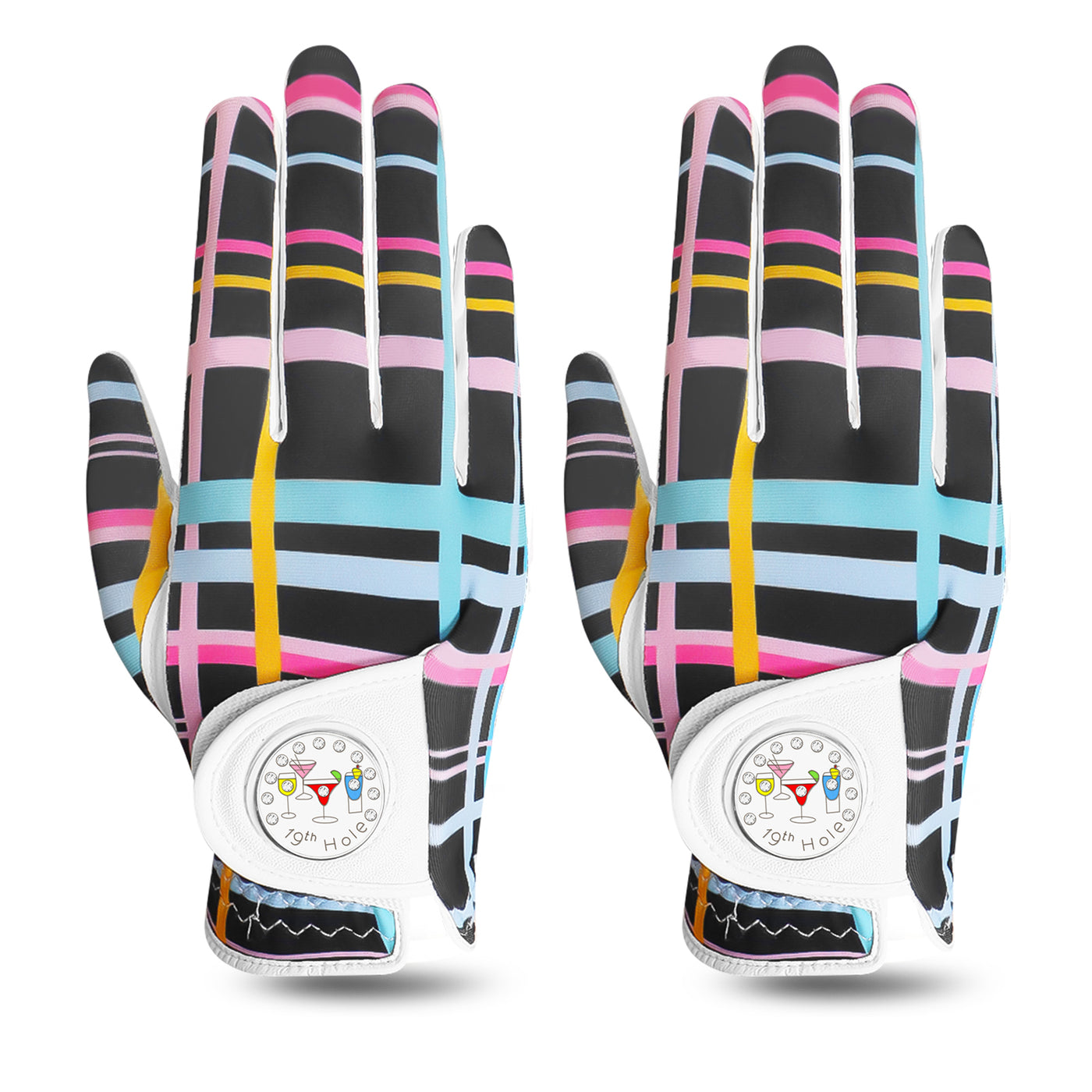 Lot de 2 gants de golf pour femme avec marqueur de balle imprimé en couleur