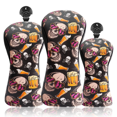 Golf Head Covers Woods Beer Skull 3 Pack Set