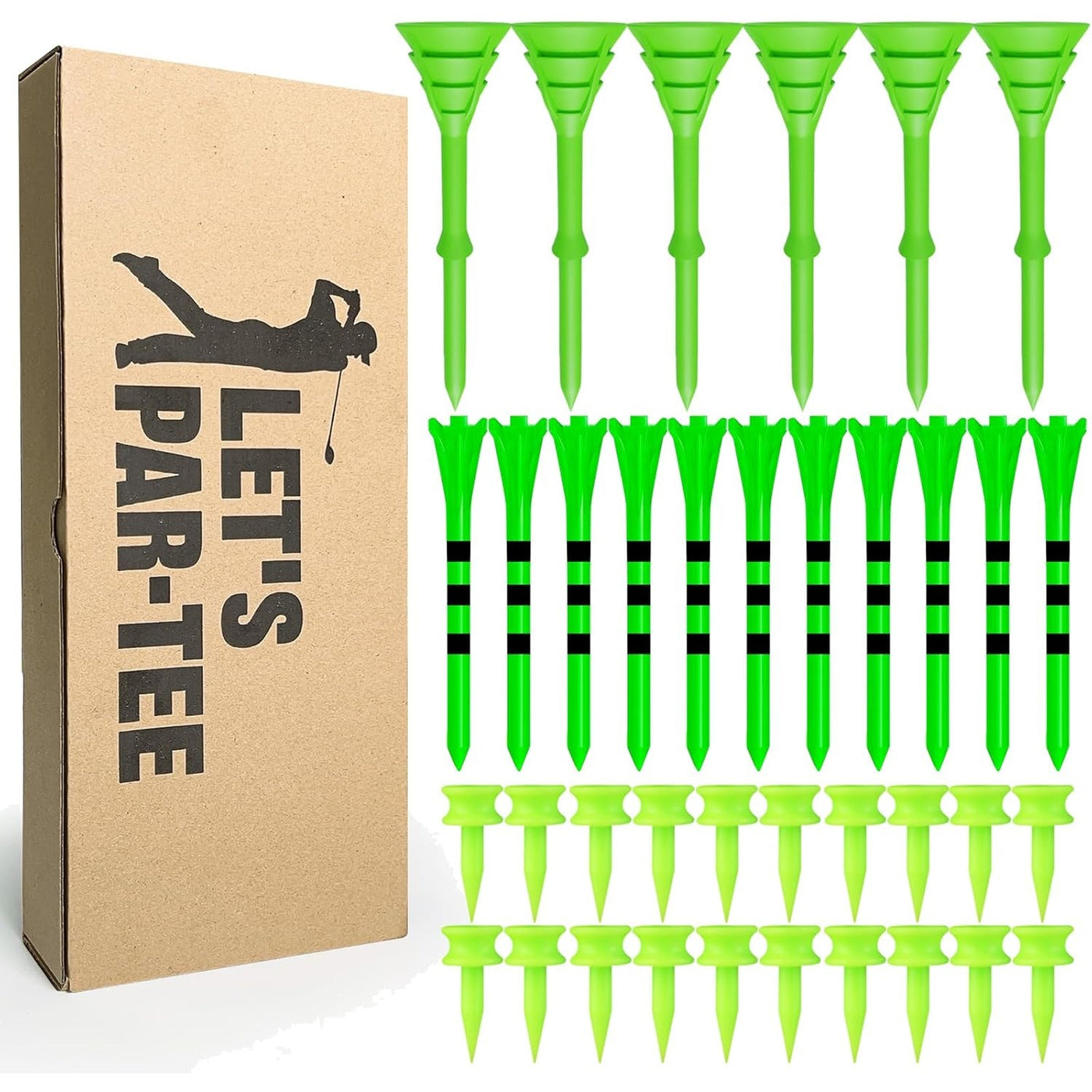 Unbreakable Plastic Golf Tees Mixed 60 Pack Gift Box