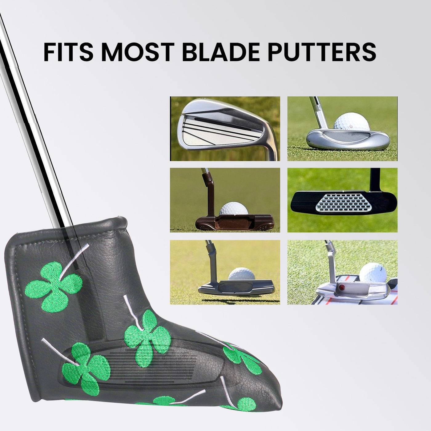 Wasserdichter Schutz Golf Putter Covers Lucky Clover Passend für die meisten Blade Putter 