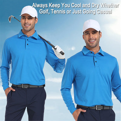 Performance Fit Long Sleeve Golf Shirt Men Black