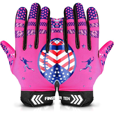 Football Receiver Gloves Youth Receiving Gloves Pink Flexible for Kids Boys Girls