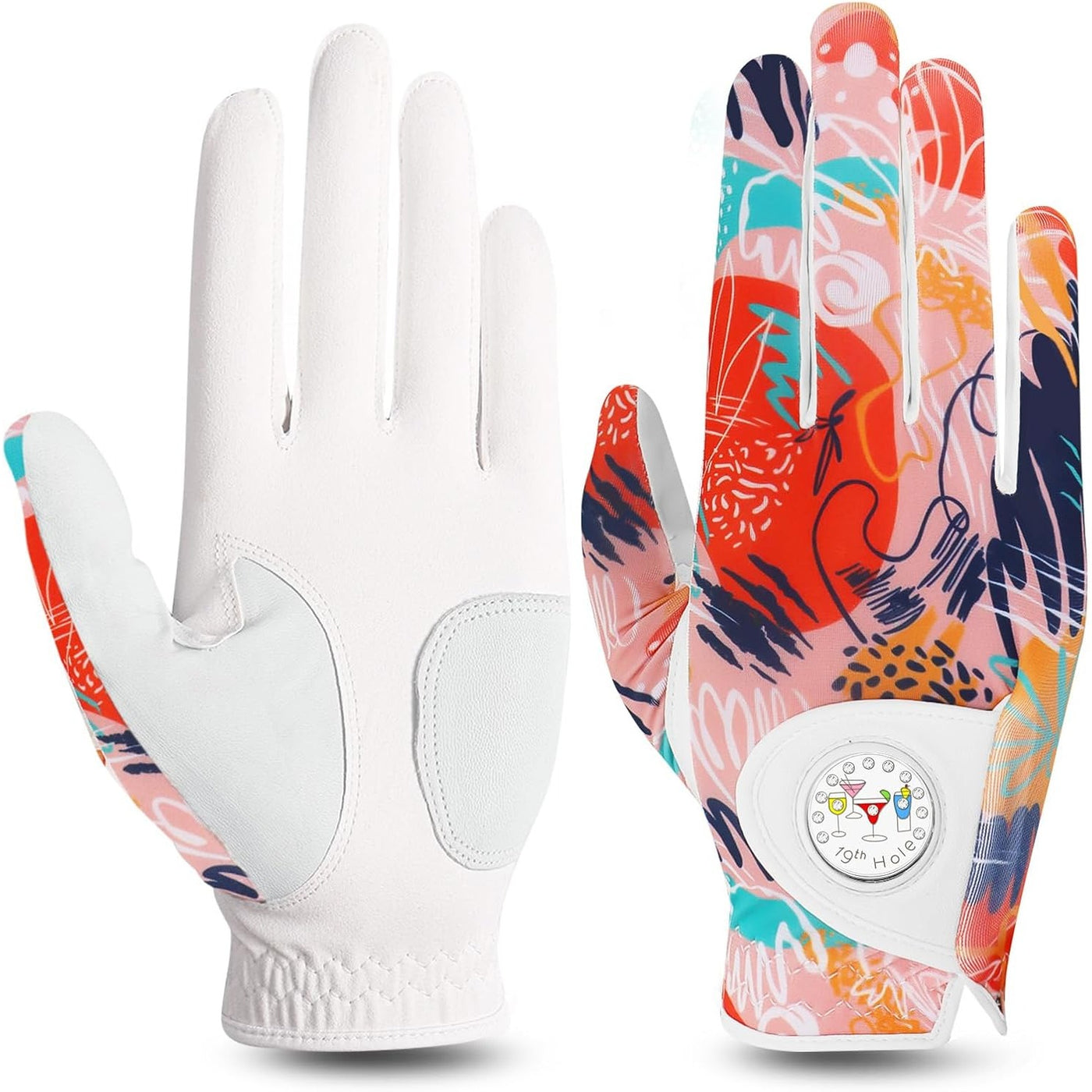 Golf Gloves Women Orange Full Finger 1 Pack