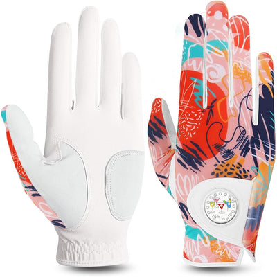 Golf Gloves Women Orange Full Finger 1 Pack