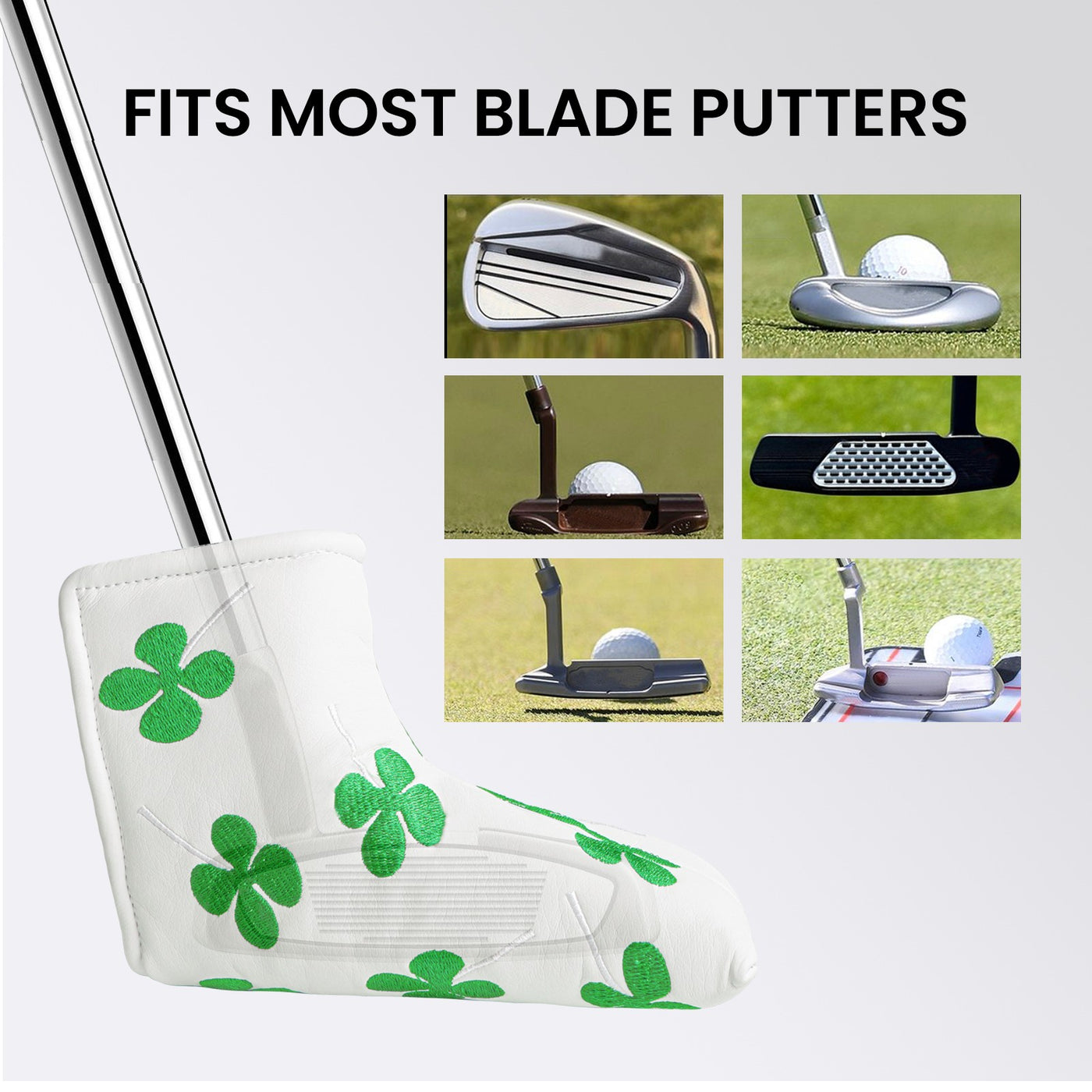 Wasserdichter Schutz Golf Putter Covers Lucky Clover Passend für die meisten Blade Putter 