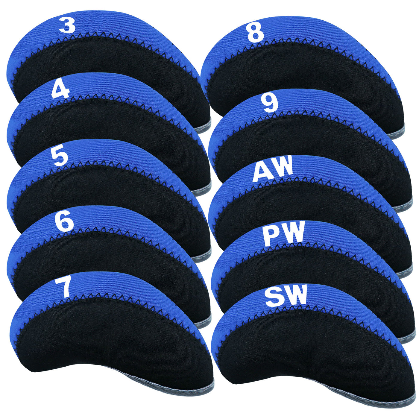 Golf Iron Covers Set Neoprene Club Headcover Value 10 Pack