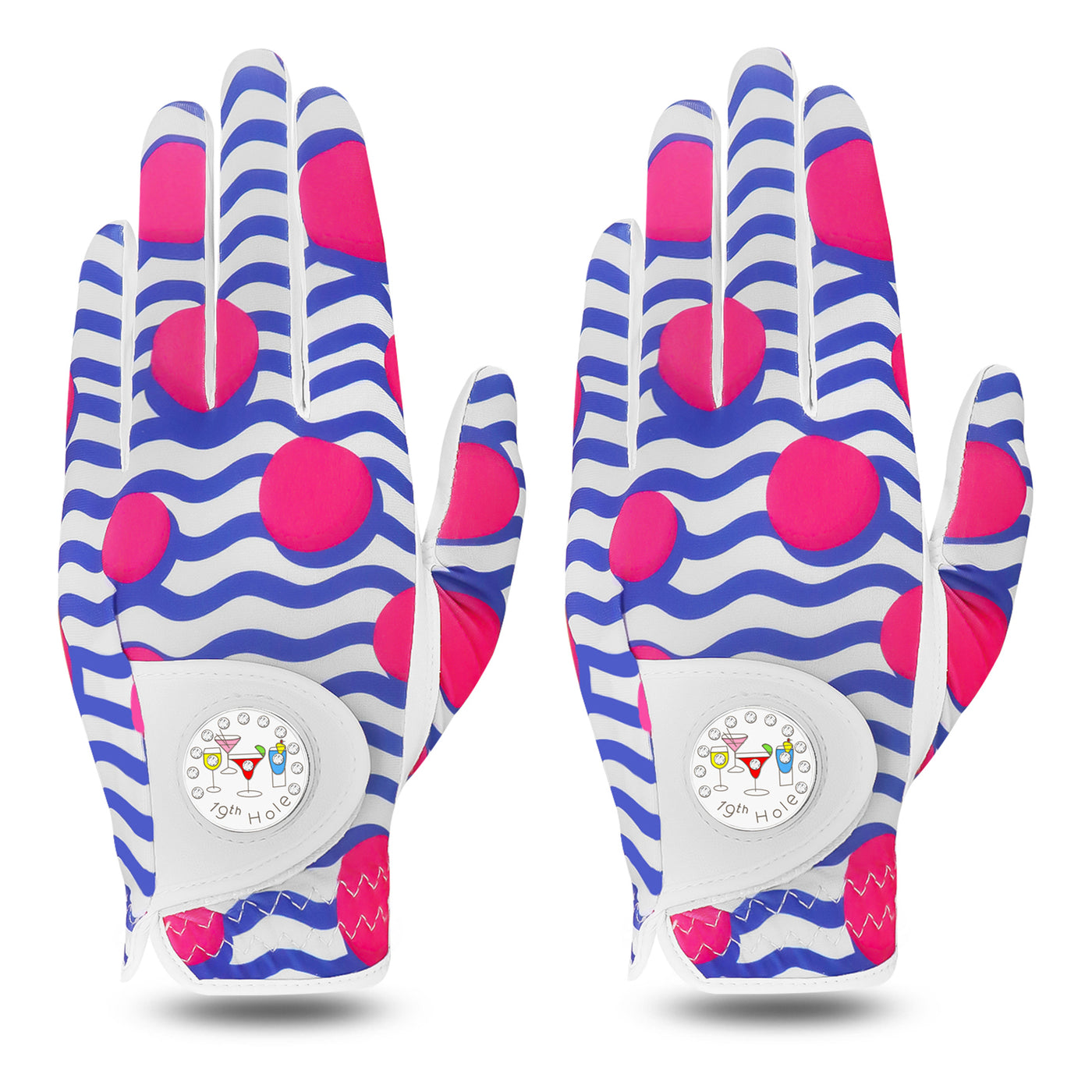 Ladies Golf Gloves Printed Dots Colored 2 Pack