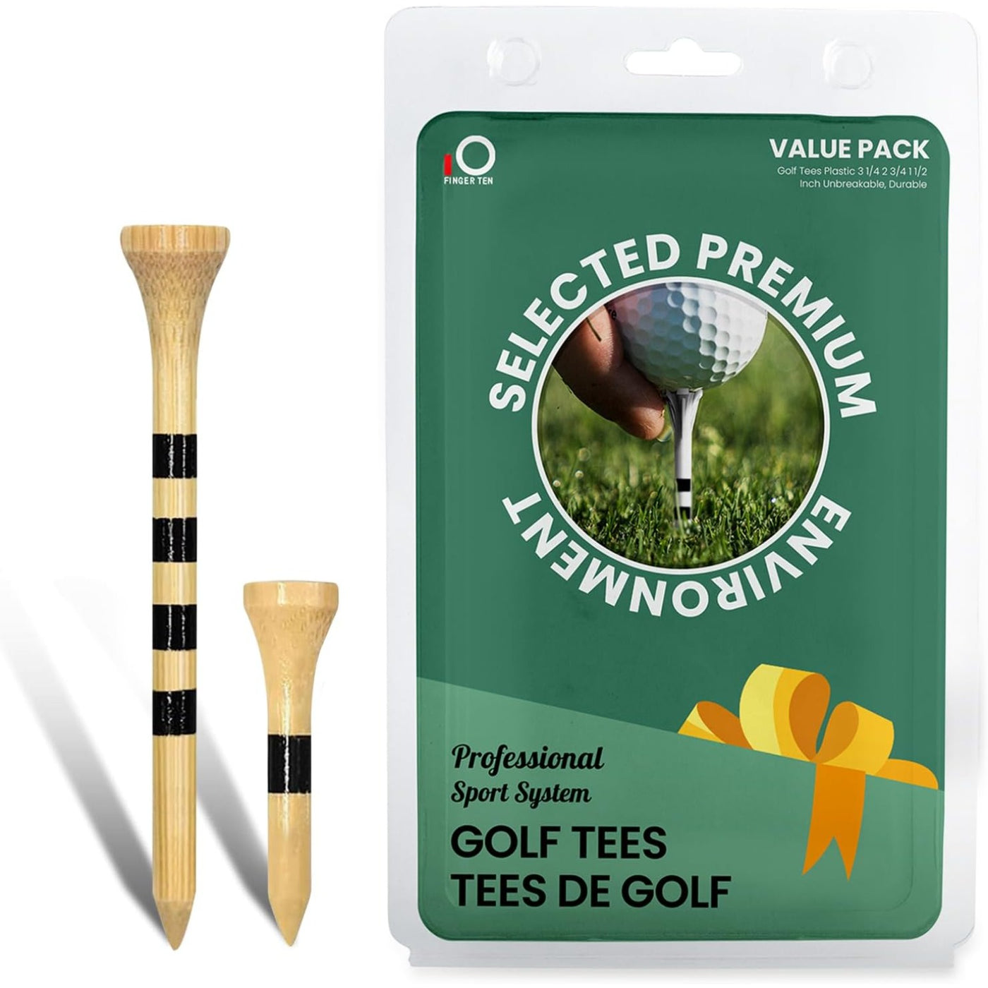 Golf-Tees aus Holz, gleichbleibende Höhe, 60er-Pack lange Tees 2 3/4 3 1/4 Zoll und 40er-Pack kurze Tees 1 1/2 Zoll 