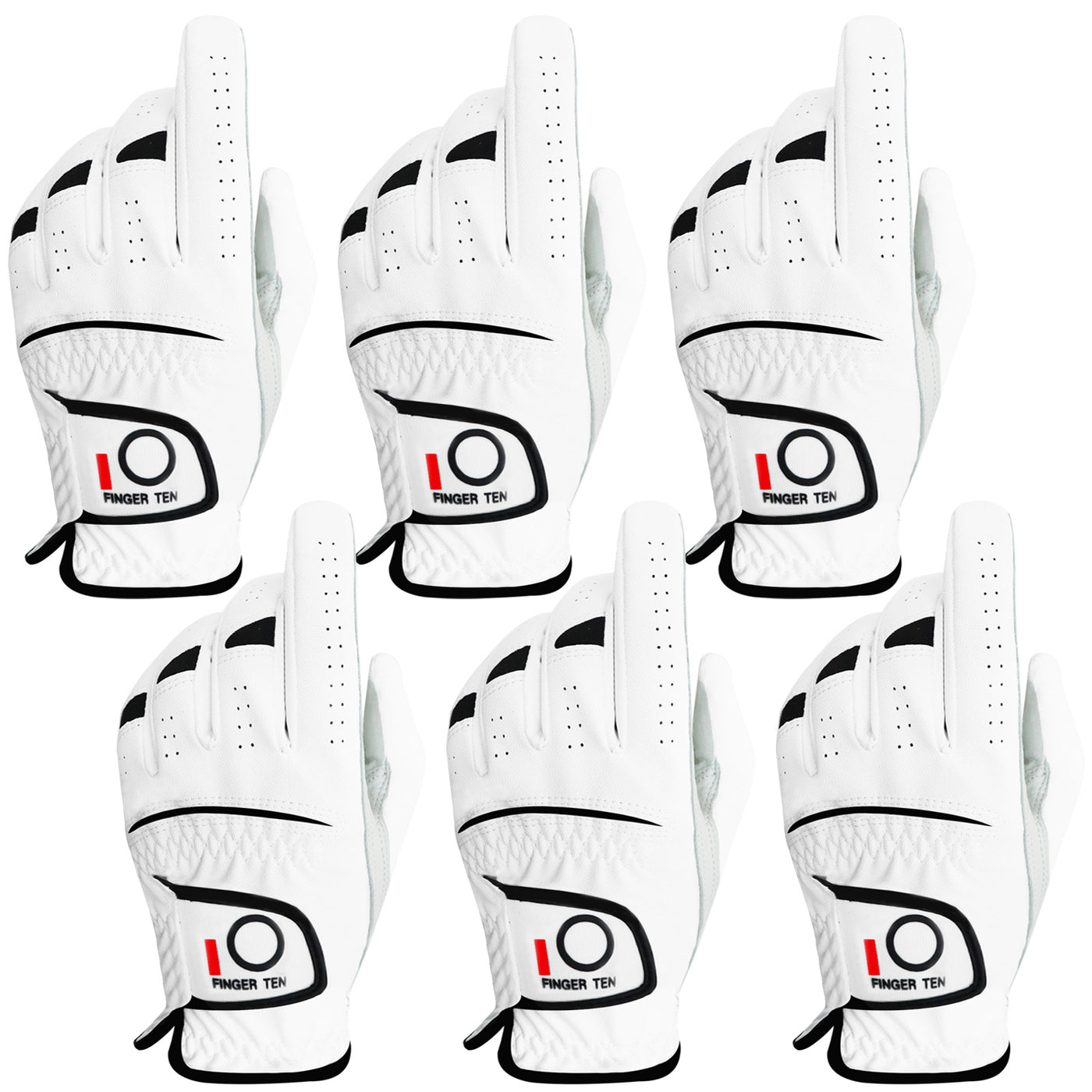 Lot de 6 gants de golf pour homme, main gauche et droite, poignée en cuir toutes saisons