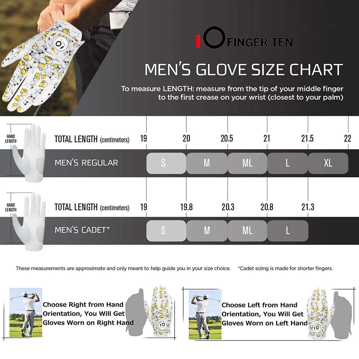 Golf Gloves Men Printed with Ball Marker 2 Pack